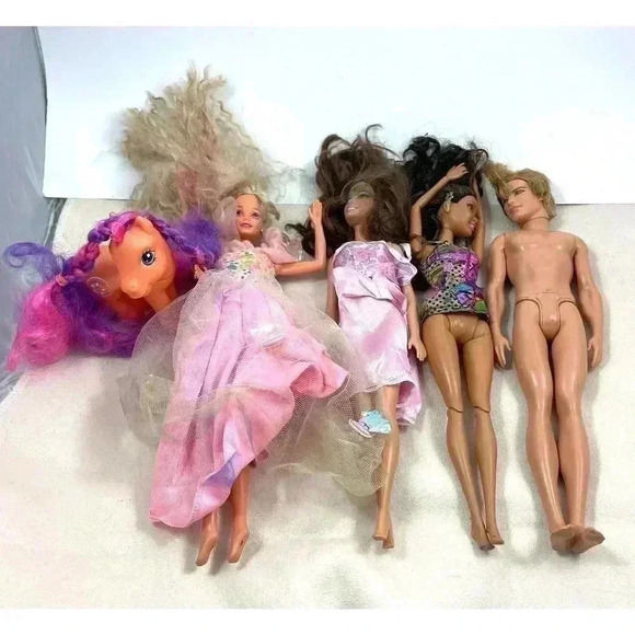 Lot of 5 Barbie Ken Dolls And My Little Pony Mattel Modern VTG - Rough Condition - Picture 1 of 11